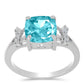 Inel din Argint 925 ( 2.92 grame ) cu Cuarț Paraiba și Topaz Alb 3.07 Carate