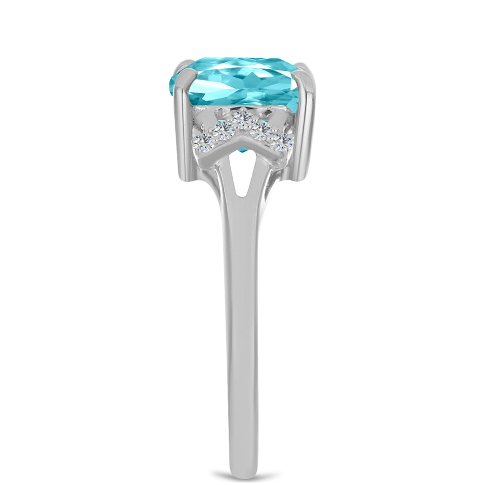 Inel din Argint 925 ( 2.92 grame ) cu Cuarț Paraiba și Topaz Alb 3.07 Carate