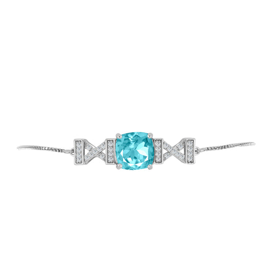 Brățară din Argint 925 ( 4.92 grame ) cu Cuarț Paraiba și Topaz Alb 4.3 Carate