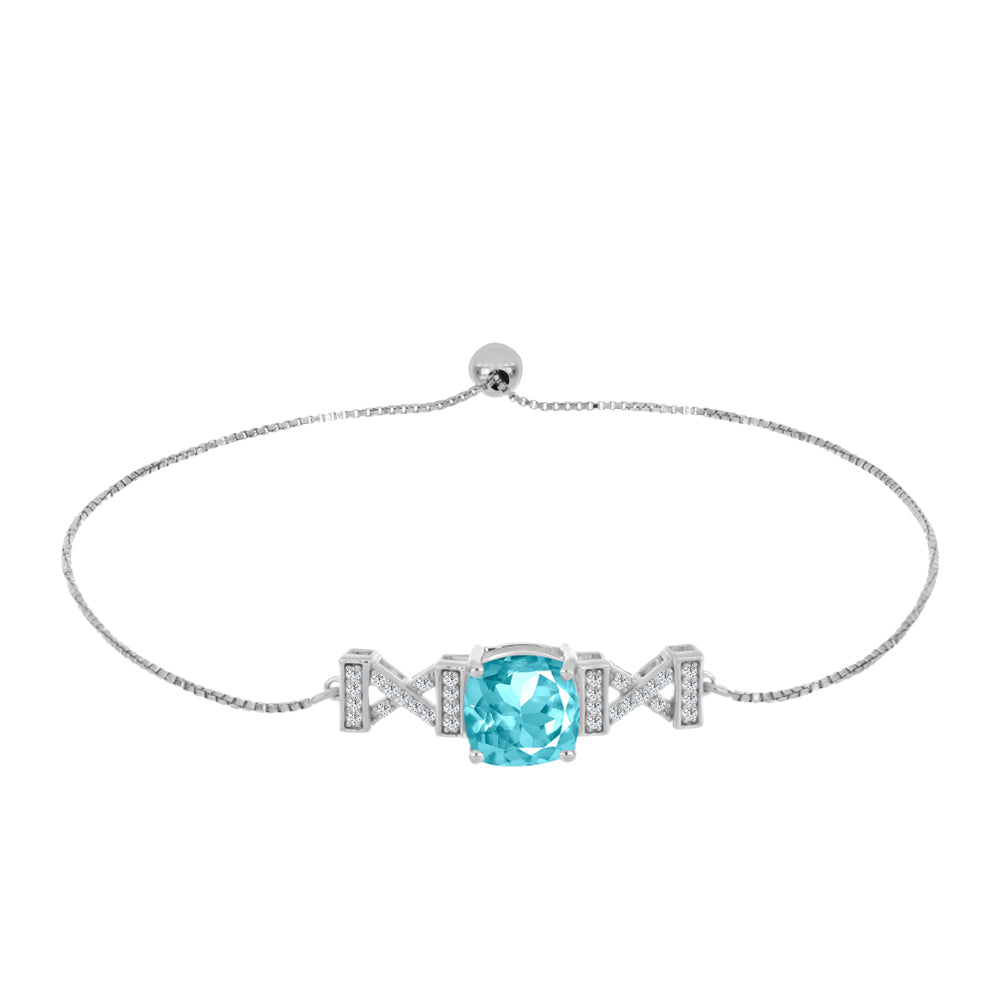 Brățară din Argint 925 ( 4.92 grame ) cu Cuarț Paraiba și Topaz Alb 4.3 Carate 1 