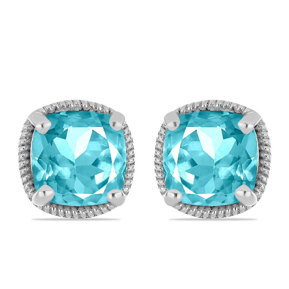 Cercei din Argint 925 ( 1.88 grame ) cu Cuarț Paraiba 2.9 Carate 1 
