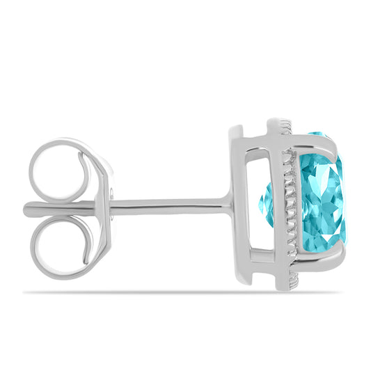 Cercei din Argint 925 ( 1.88 grame ) cu Cuarț Paraiba 2.9 Carate