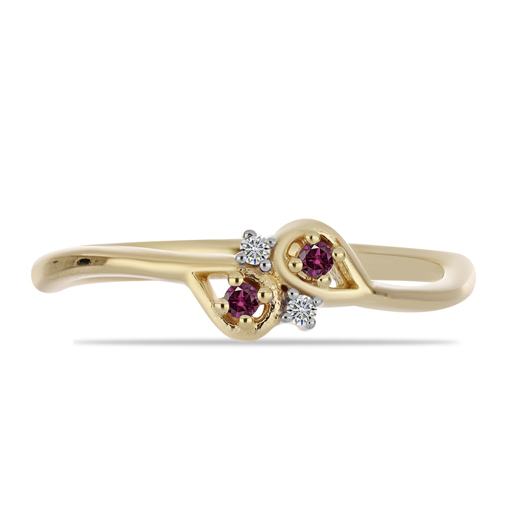 Inel din Argint 925 Placat cu Aur ( 1.81 grame ) cu Diamant Violet și Diamant Alb 0.06 Carate 2 