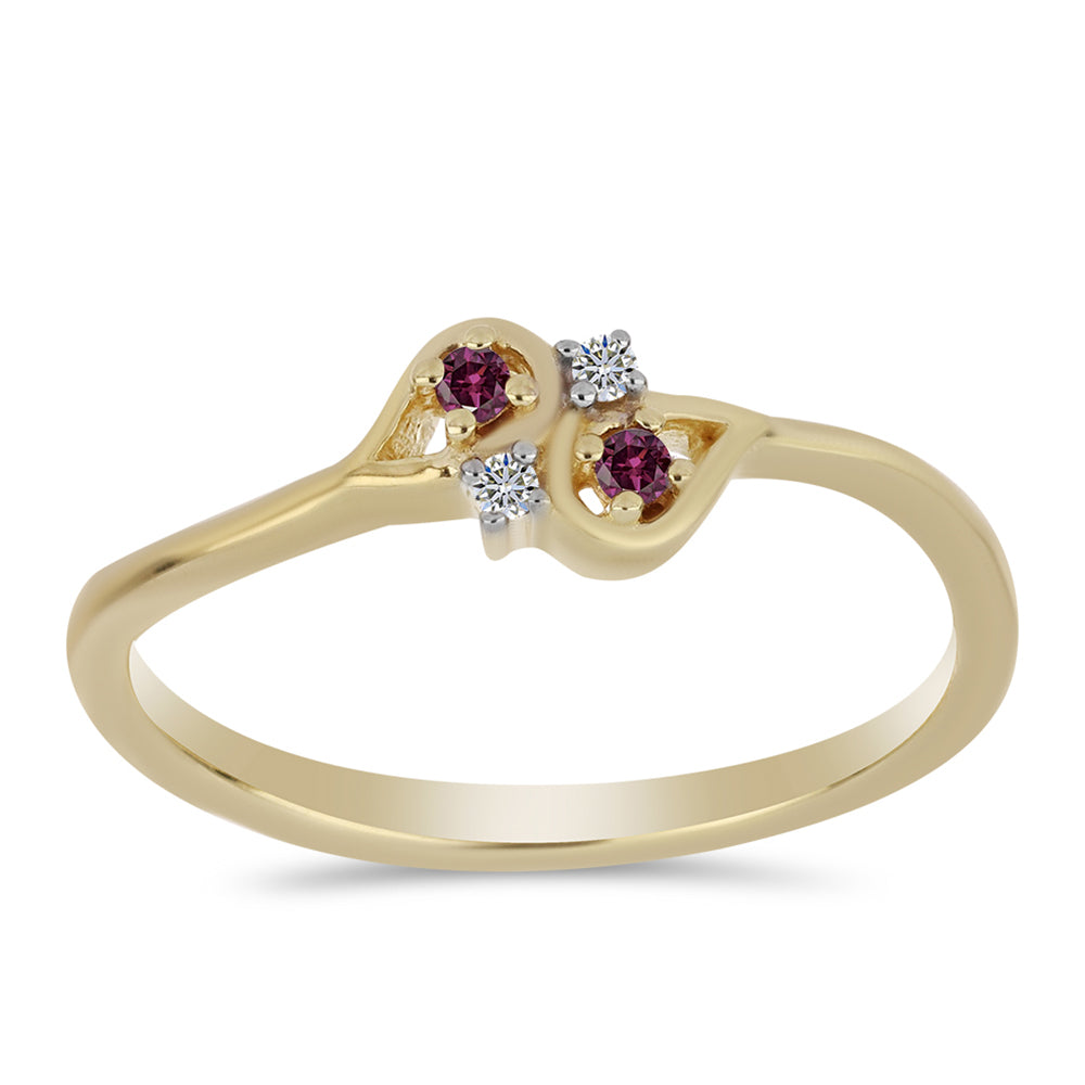 Inel din Argint 925 Placat cu Aur ( 1.81 grame ) cu Diamant Violet și Diamant Alb 0.06 Carate 1 