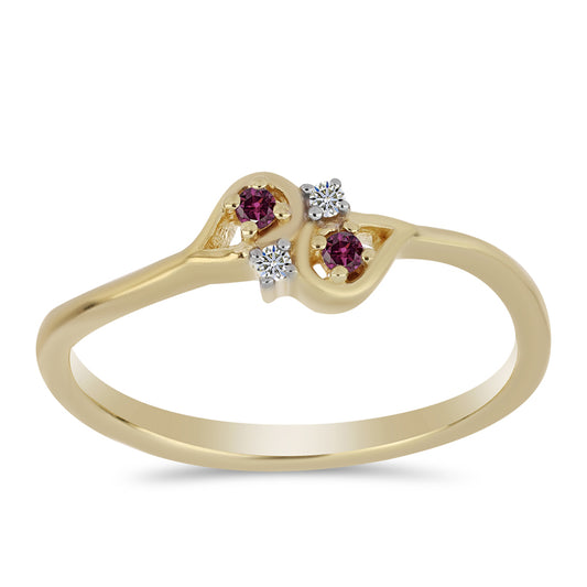 Inel din Argint 925 Placat cu Aur ( 1.81 grame ) cu Diamant Violet și Diamant Alb 0.06 Carate