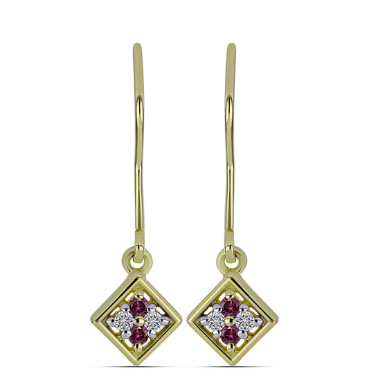 Cercei din Argint 925 Placat cu Aur ( 1.51 grame ) cu Diamant Violet și Diamant Alb 0.14 Carate