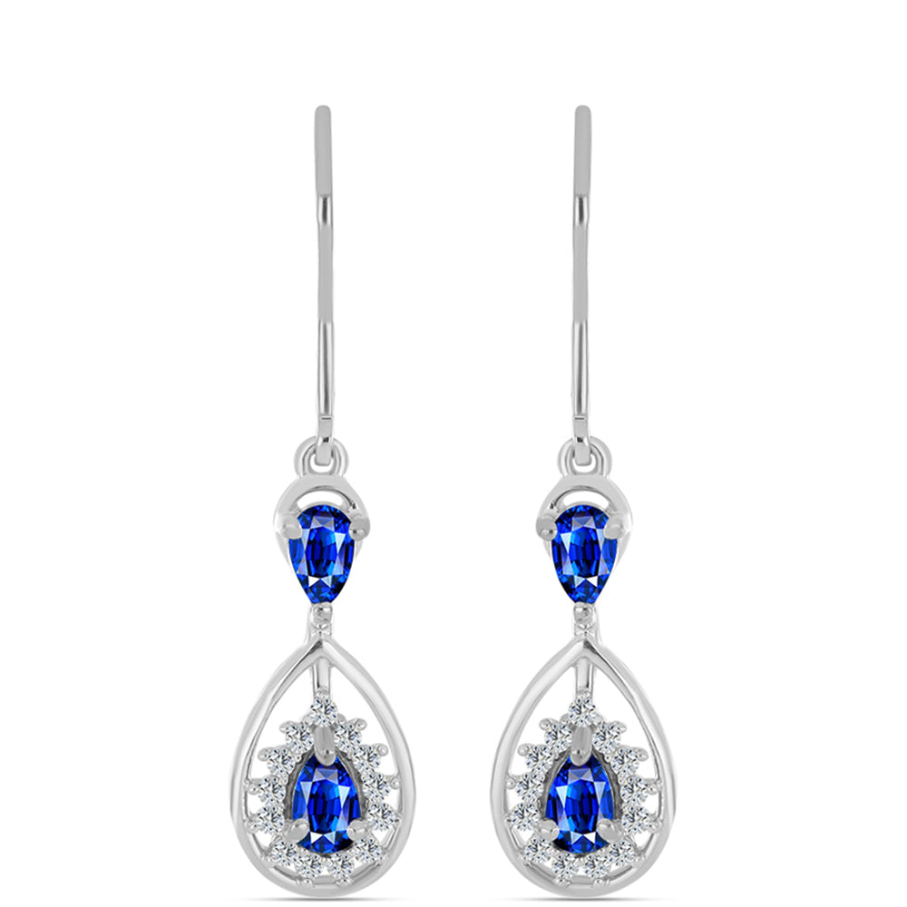 Cercei din Argint 925 ( 2.89 grame ) cu Safir Albastru Australian și Topaz Alb 1.67 Carate