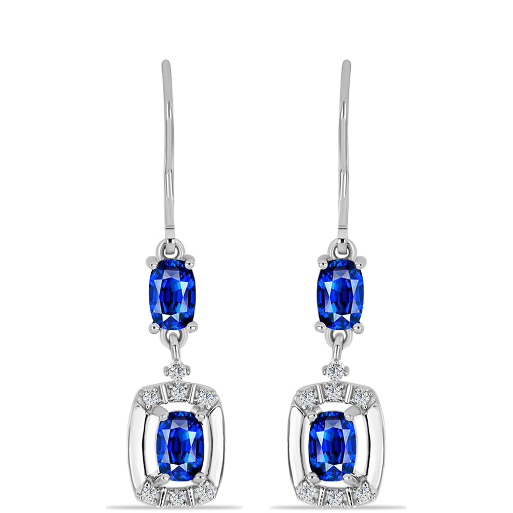 Cercei din Argint 925 ( 3.15 grame ) cu Safir Albastru Australian și Topaz Alb 3.08 Carate