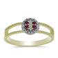 Inel din Argint 925 Placat cu Aur ( 2.36 grame ) cu Diamant Violet și Diamant Alb 0.1 Carate