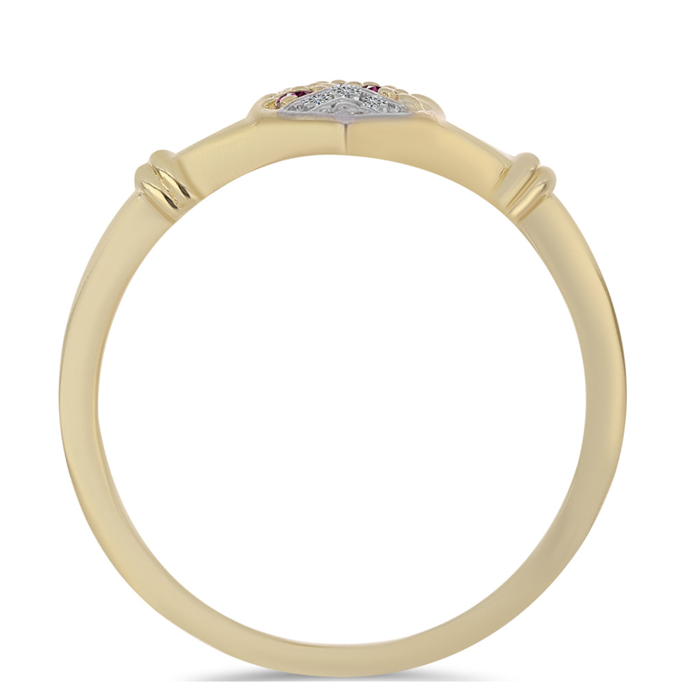 Inel din Argint 925 Placat cu Aur ( 2.73 grame ) cu Diamant Violet și Diamant Alb 0.12 Carate