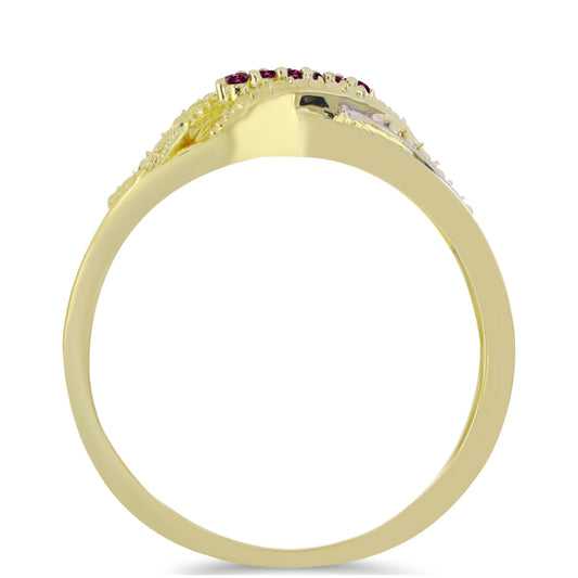 Inel din Argint 925 Placat cu Aur ( 3.3 grame ) cu Diamant Violet și Diamant Alb 0.15 Carate