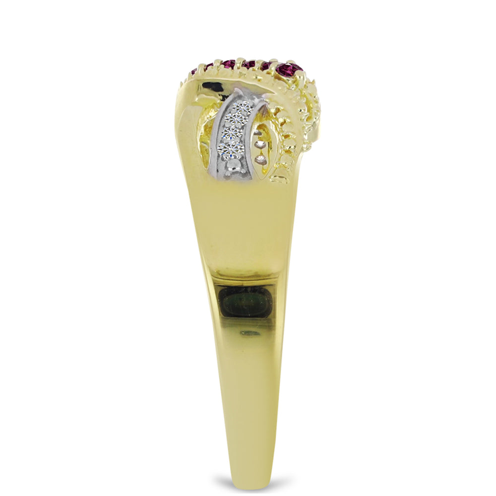 Inel din Argint 925 Placat cu Aur ( 3.3 grame ) cu Diamant Violet și Diamant Alb 0.15 Carate