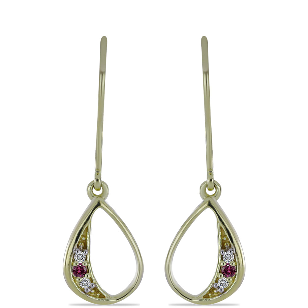 Cercei din Argint 925 Placat cu Aur ( 2.04 grame ) cu Diamant Violet și Diamant Alb 0.06 Carate 1 