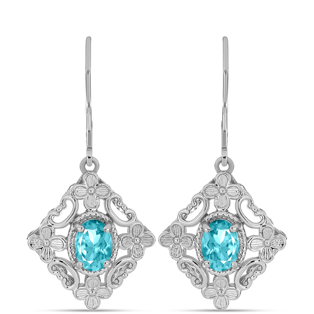 Cercei din Argint 925 ( 5.58 grame ) cu Cuarț Paraiba 1.36 Carate