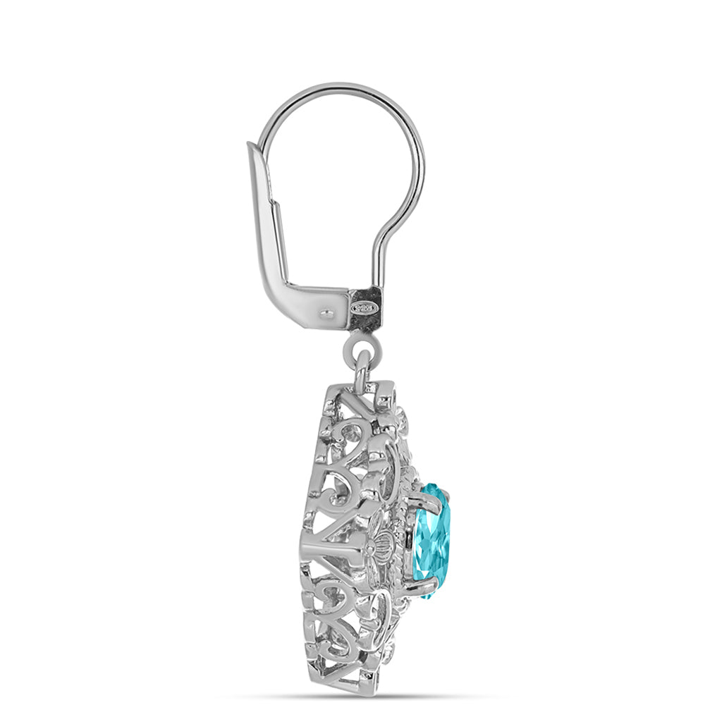 Cercei din Argint 925 ( 5.58 grame ) cu Cuarț Paraiba 1.36 Carate 2 