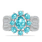 Inel din Argint 925 ( 5.37 grame ) cu Cuarț Paraiba și Topaz Alb 2.89 Carate