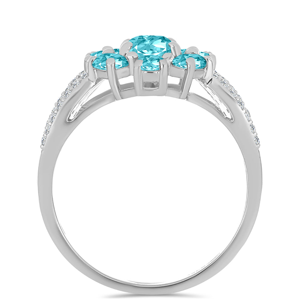 Inel din Argint 925 ( 5.37 grame ) cu Cuarț Paraiba și Topaz Alb 2.89 Carate 2 