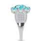 Inel din Argint 925 ( 5.37 grame ) cu Cuarț Paraiba și Topaz Alb 2.89 Carate