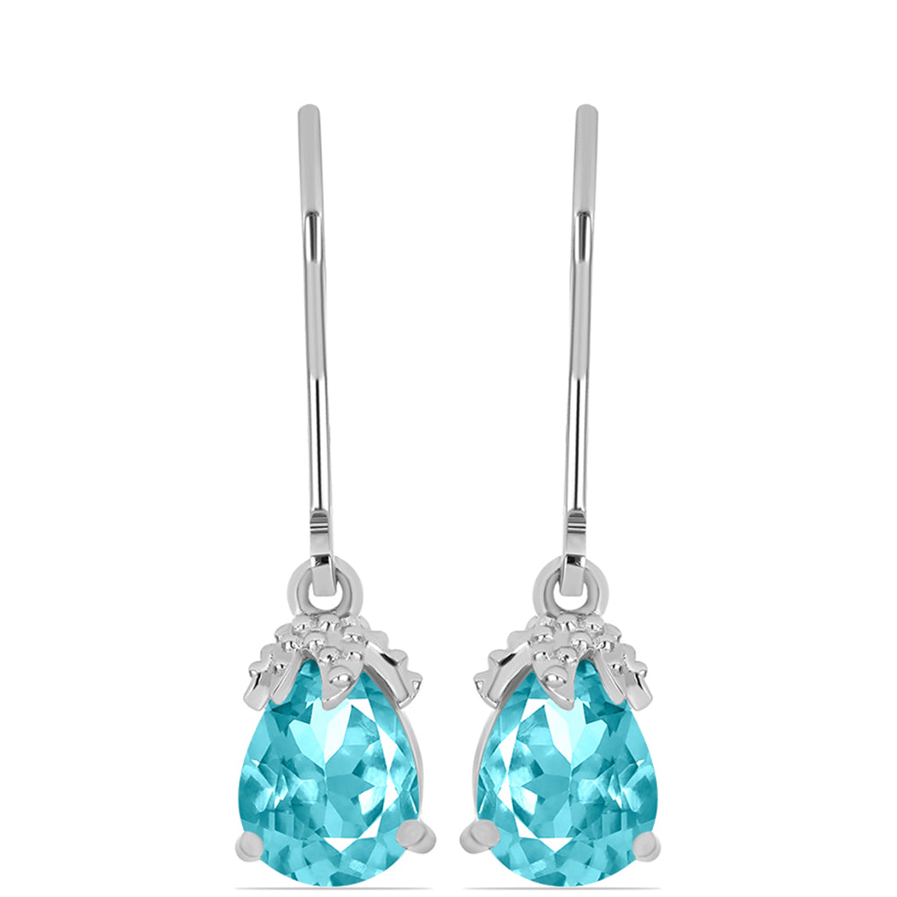 Cercei din Argint 925 ( 1.62 grame ) cu Cuarț Paraiba 1.97 Carate