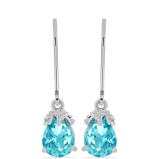 Cercei din Argint 925 ( 1.62 grame ) cu Cuarț Paraiba 1.97 Carate