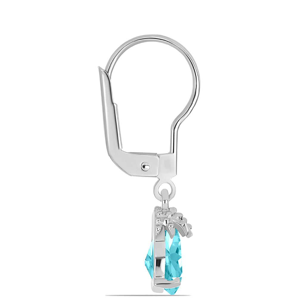 Cercei din Argint 925 ( 1.62 grame ) cu Cuarț Paraiba 1.97 Carate 2 