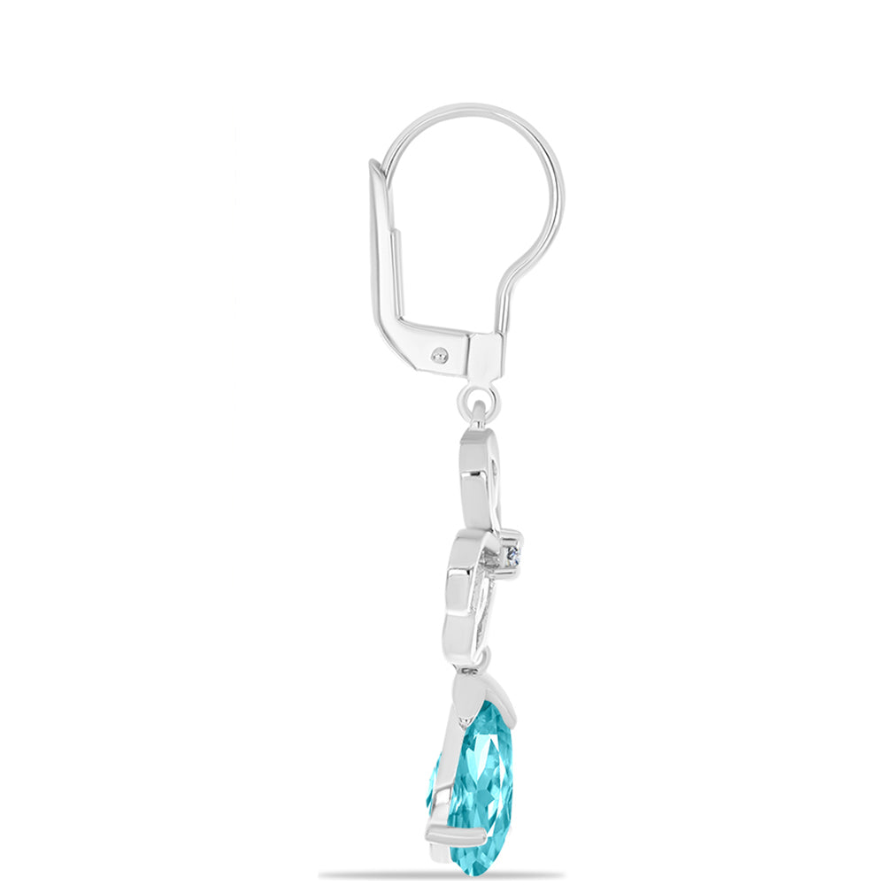 Cercei din Argint 925 ( 3.97 grame ) cu Cuarț Paraiba și Topaz Alb 3.67 Carate 2 