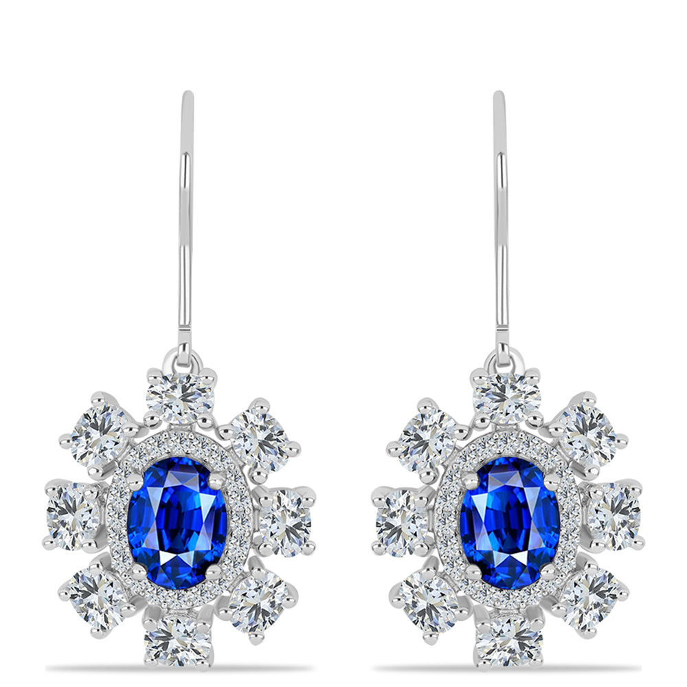 Cercei din Argint 925 ( 4.85 grame ) cu Safir Albastru Australian și Topaz Alb 7.1 Carate