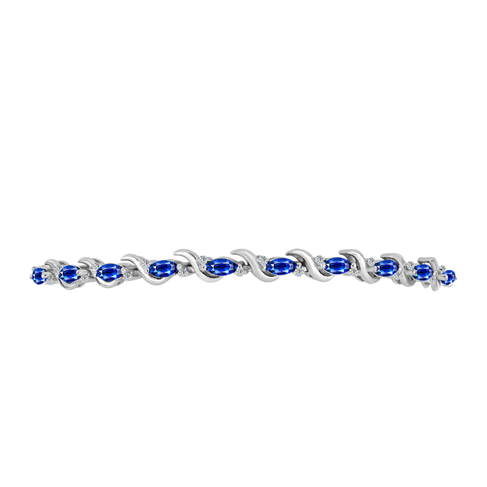 Brățară din Argint 925 ( 5.88 grame ) cu Safir Albastru Australian și Topaz Alb 2.6 Carate
