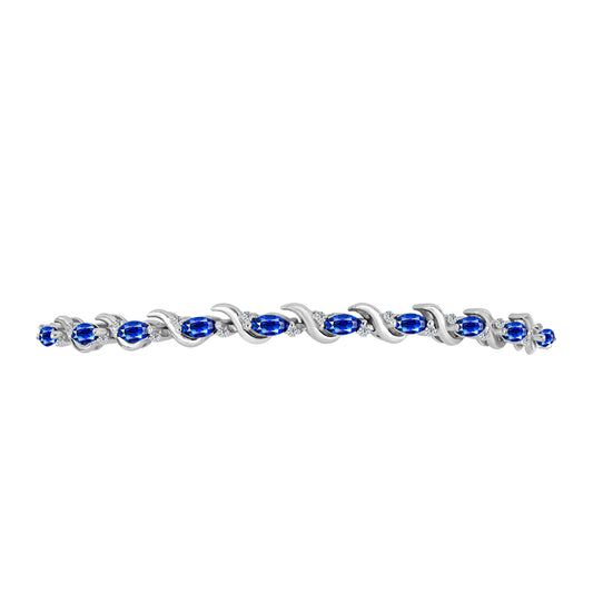 Brățară din Argint 925 ( 5.88 grame ) cu Safir Albastru Australian și Topaz Alb 2.6 Carate