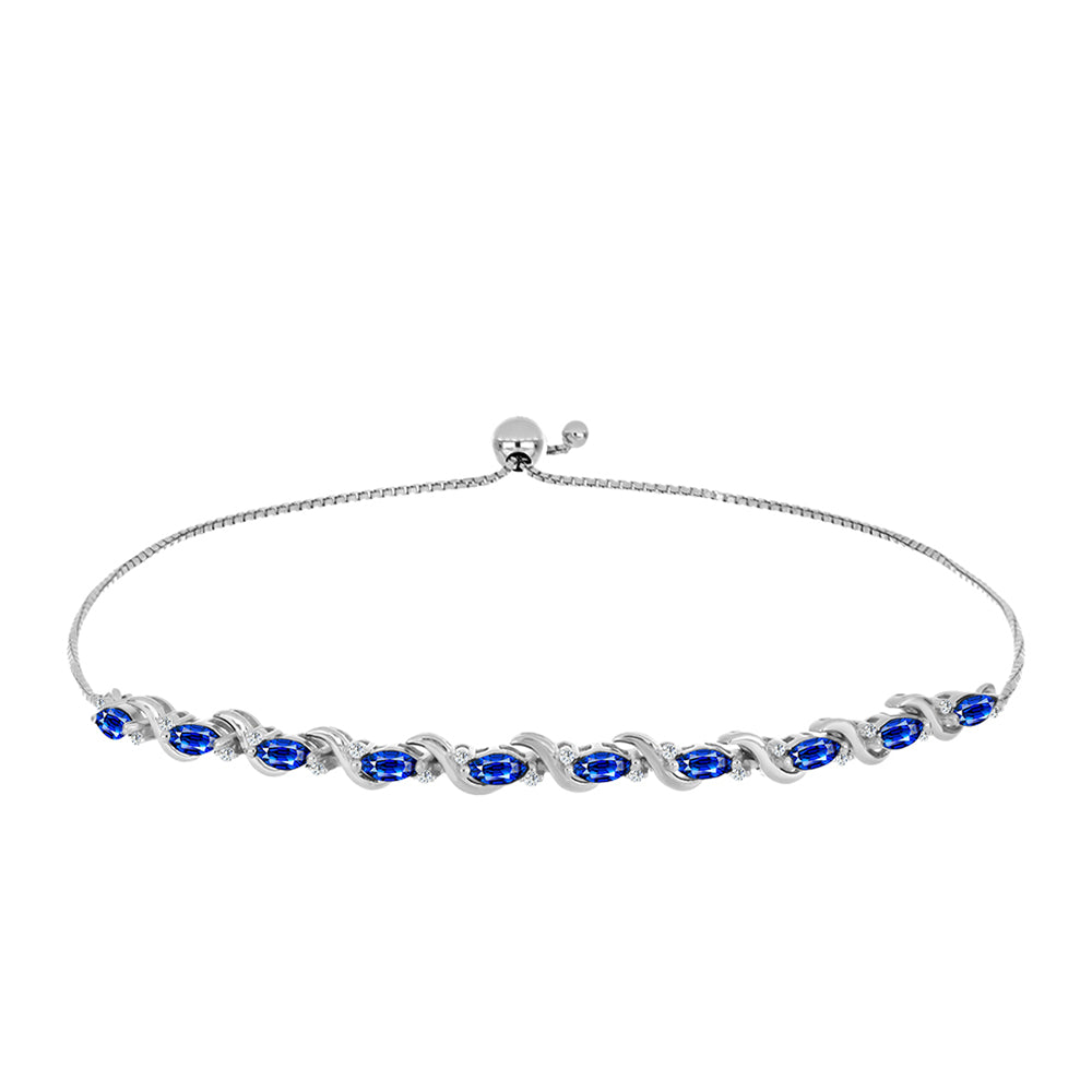 Brățară din Argint 925 ( 5.88 grame ) cu Safir Albastru Australian și Topaz Alb 2.6 Carate