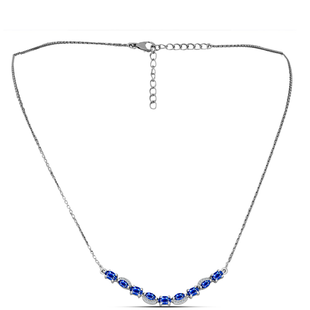 Colier din Argint 925 ( 4.66 grame ) cu Safir Albastru Australian și Topaz Alb 2.66 Carate 1 