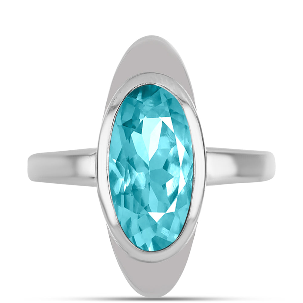 Inel din Argint 925 ( 4.53 grame ) cu Cuarț Paraiba 2.9 Carate 1 