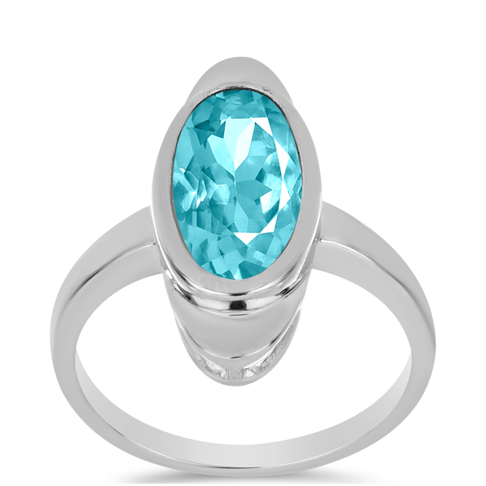 Inel din Argint 925 ( 4.53 grame ) cu Cuarț Paraiba 2.9 Carate 3 
