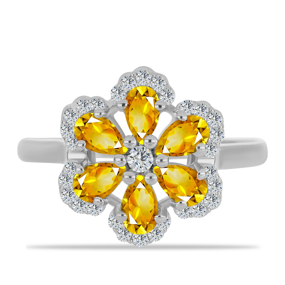 Inel din Argint 925 ( 3.2 grame ) cu Citrin Ural și Topaz Alb 1.5 Carate