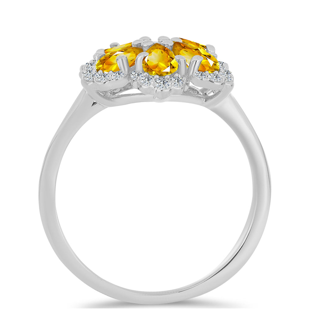 Inel din Argint 925 ( 3.2 grame ) cu Citrin Ural și Topaz Alb 1.5 Carate
