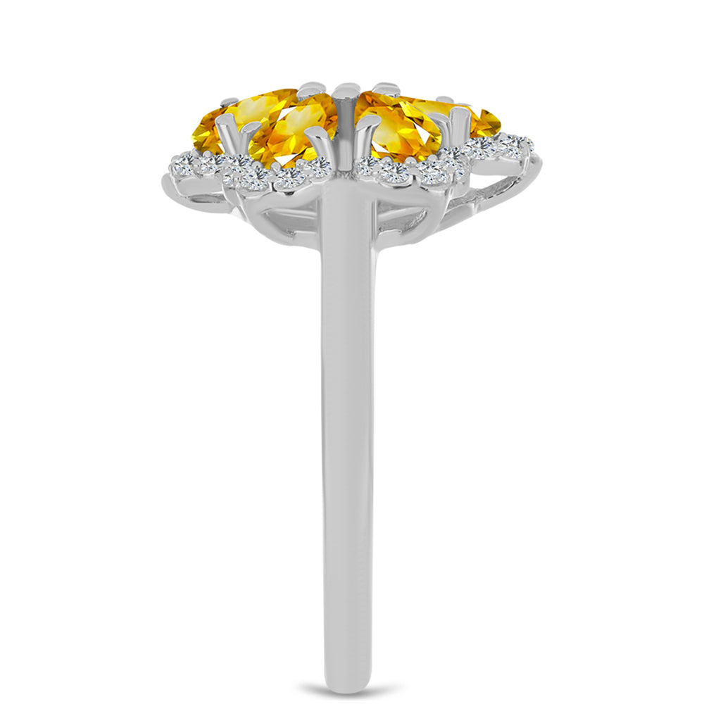 Inel din Argint 925 ( 3.2 grame ) cu Citrin Ural și Topaz Alb 1.5 Carate 4 