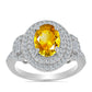 Inel din Argint 925 ( 3.98 grame ) cu Citrin Ural și Zircon Alb 2.71 Carate