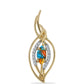 Broşă din Argint 925 Placat cu Aur ( 2.24 grame ) cu Turcoaz Oyster și Topaz Alb 0.79 Carate