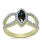 Inel din Argint 925 Placat cu Aur ( 3.29 grame ) cu Opal Etiopian Negru Lega Dembi și Topaz Alb 0.87 Carate