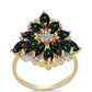 Inel din Argint 925 Placat cu Aur ( 4.5 grame ) cu Opal Etiopian Negru Lega Dembi și Topaz Alb 2.11 Carate