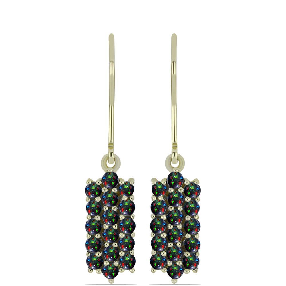 Cercei din Argint 925 Placat cu Aur ( 2.9 grame ) cu Opal Etiopian Negru Lega Dembi 0.75 Carate 1 