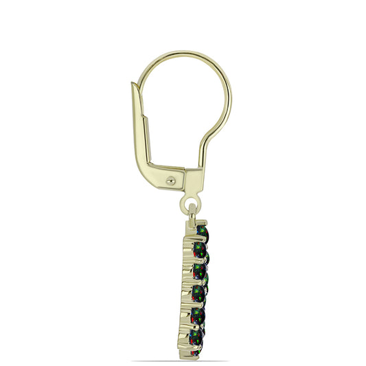 Cercei din Argint 925 Placat cu Aur ( 2.9 grame ) cu Opal Etiopian Negru Lega Dembi 0.75 Carate
