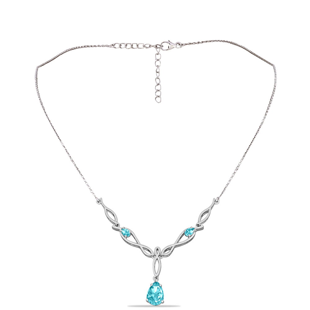 Colier din Argint 925 ( 5.93 grame ) cu Cuarț Paraiba 2.12 Carate 1 
