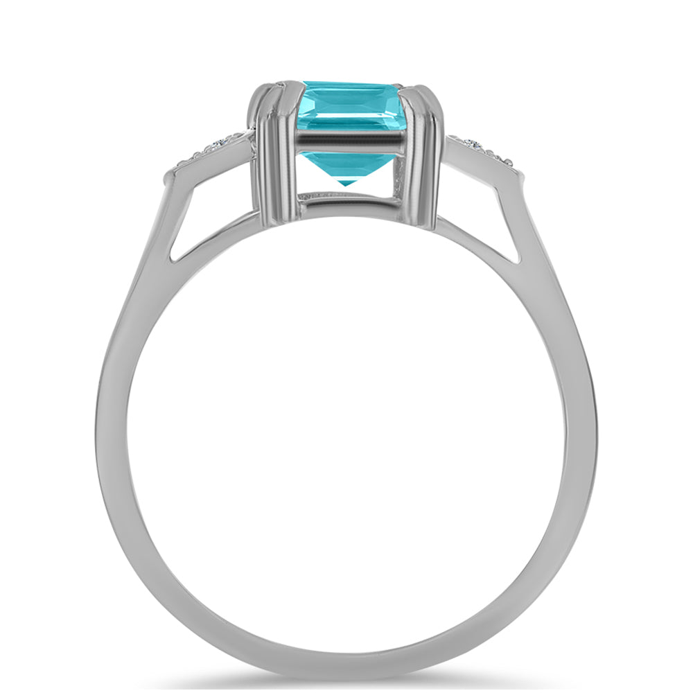 Inel din Argint 925 ( 2.63 grame ) cu Cuarț Paraiba și Topaz Alb 2.05 Carate