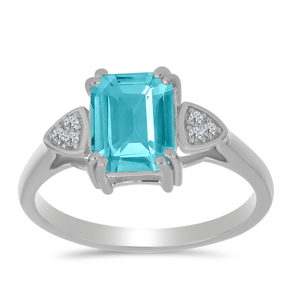 Inel din Argint 925 ( 2.63 grame ) cu Cuarț Paraiba și Topaz Alb 2.05 Carate