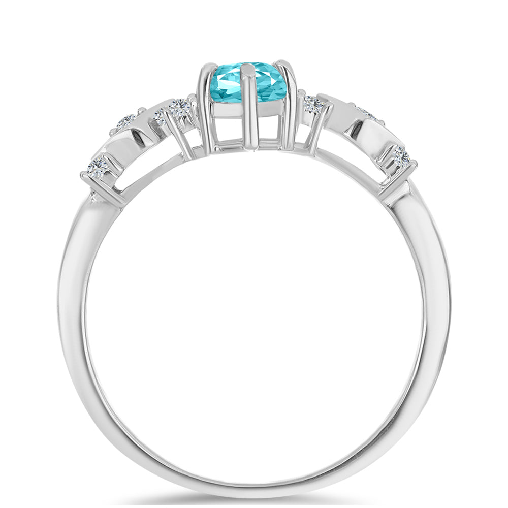 Inel din Argint 925 ( 2.27 grame ) cu Cuarț Paraiba și Topaz Alb 1.09 Carate 2 
