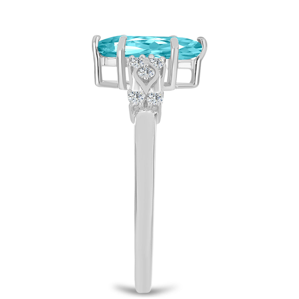 Inel din Argint 925 ( 2.27 grame ) cu Cuarț Paraiba și Topaz Alb 1.09 Carate