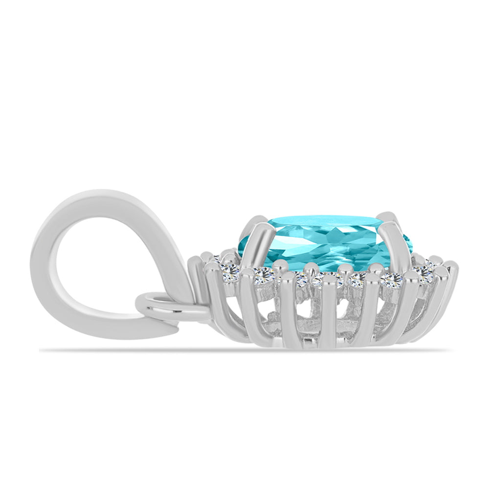 Pandantiv din Argint 925 ( 0.99 grame ) cu Cuarț Paraiba și Topaz Alb 0.82 Carate 2 