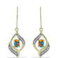 Cercei din Argint 925 Placat cu Aur ( 3.79 grame ) cu Turcoaz Oyster și Topaz Alb 1.19 Carate