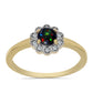 Inel din Argint 925 Placat cu Aur ( 2.09 grame ) cu Opal Etiopian Negru Lega Dembi și Topaz Alb 0.45 Carate